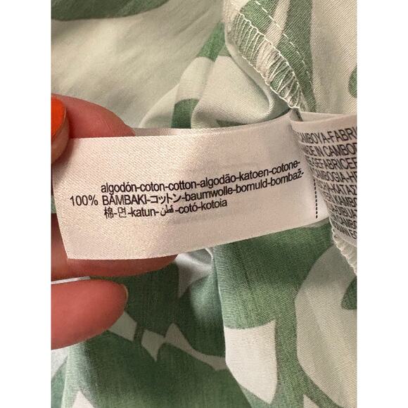 NWT Zara Floral Printed Midi Shirt Dress Women's L Cotton Green White Tropical - Picture 12 of 12